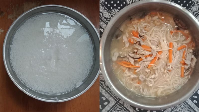 炒米粉給友人吃！泡水後變超滑…糗了