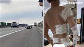 南部一名騎士遭貨車擦撞噴飛滿身傷，貨車公司事後還嗆聲「是重機不讓路。」（圖／翻攝臉書《重機車友》）