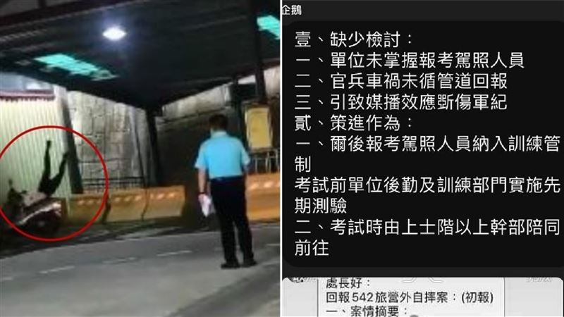 女軍官路考撞牆遭檢討　六軍團說話了