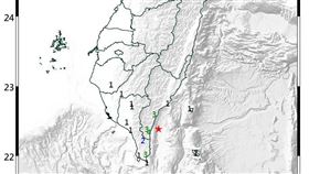 台東外海今天連續發生6次地震。（圖／翻攝自氣象局網站）