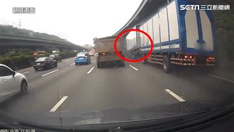 畫面曝光／機車上國道蛇行害10車撞