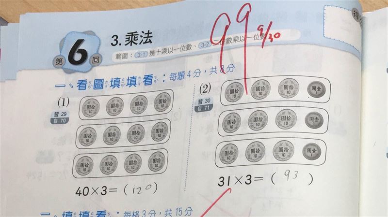 小三數學題大人也錯　師扣1分網吵翻