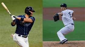 ▲光芒隊筒香嘉智、洋基隊田中將大。（圖／美聯社／達志影像)