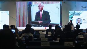 玉山論壇  滕博爾發表預錄演說「2020年玉山論壇：亞洲創新與進步對話」8日在台北君悅酒店舉行，前澳洲總理滕博爾（Malcolm Turnbull）發表預錄演說。中央社記者張新偉攝  109年10月8日