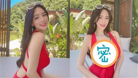 子涵最近在牛眠埔里Villa大曬火爆泳衣。（圖／翻攝自翁子涵IG）