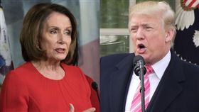 美國聯邦眾議院議長裴洛西（左）打算率民主黨人打算成立委員會，調查川普（右）的精神狀態是否適任總統職務，且在研究憲法選項以備必要時卸除他的總統職責。（左圖取自Nancy Pelosi Flickr網頁www.flickr.com，右圖為中央社檔案照片）
