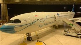 ▲印尼鷹航的飛機也戴上了口罩。（圖／翻攝自鷹航推特）