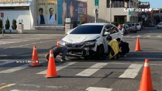 轎車左轉撞機車　騎士高速前進遭撞飛