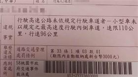 罰單,國道,內線道,開太慢,速限,