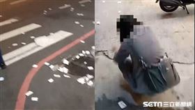 2萬張車票飛了，暖警幫撿／翻攝畫面