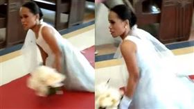 蘿西不坐輪椅，堅持靠自己的力量，慢慢走過紅毯。 （圖／翻攝自推特）