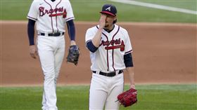 ▲勇士先發投手萊特（Kyle Wright）0.2局失7分退場。（圖／美聯社／達志影像）