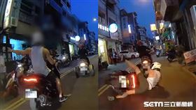 騎車打招呼自摔／簡先生授權提供