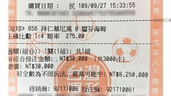 運彩單注最高獎金　中獎彩券在這裡