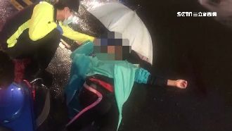基隆翁橫越馬路遭撞飛　女騎士躺路中