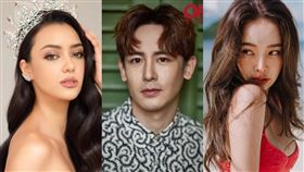 韓國泰裔明星尼坤（Nichkhun）、泰國環球小姐亞曼達（Amanda Obdam）、泰國女藝人Pumpui（組合圖／翻攝自IG）