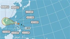 位在菲律賓東方海面的熱帶性低氣壓，已經生成為今年第17號颱風「沙德爾」。（圖／翻攝自氣象局）