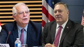 面對日益嚴峻中國挑戰，美國國務卿蓬佩奧（右）23日與歐盟外長波瑞爾（左）正式啟動美歐中國議題對話。（左圖取自twitter.com/JosepBorrellF、右圖取自twitter.com/SecPompeo）
