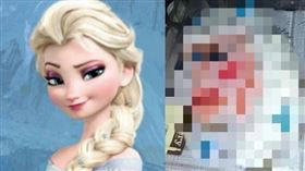 艾莎蛋糕變成了「化妝的狒狒」。（圖／翻攝自Reddit論壇）