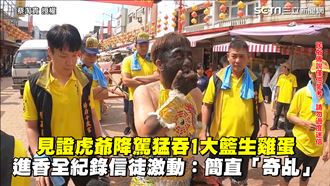 虎爺降駕猛吞生雞蛋　信徒激動：奇乩