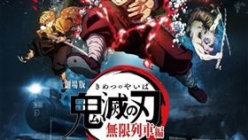 日本16日上映超人氣漫畫「鬼滅之刃」改編的動畫電影「鬼滅之刃劇場版無限列車篇」，上映10天票房達107億日圓，改寫「神隱少女」創下的最快突破百億票房紀錄。（圖取自twitter.com/kimetsu_off）
