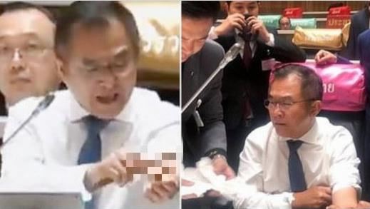 泰國暴動！議員質詢突亮小刀「自割」