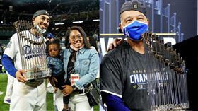 ▲貝茲（Mookie Betts）和總教練羅伯茲（Dave Roberts）在紅襪和道奇都拿過世界大賽冠軍。（圖／翻攝自Cut4、MLB Valt推特）