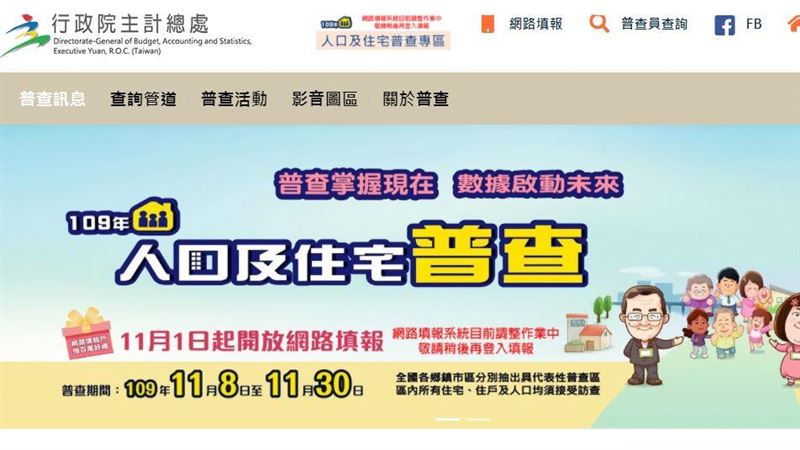 人口普查網路卡卡　主計總處急調整中