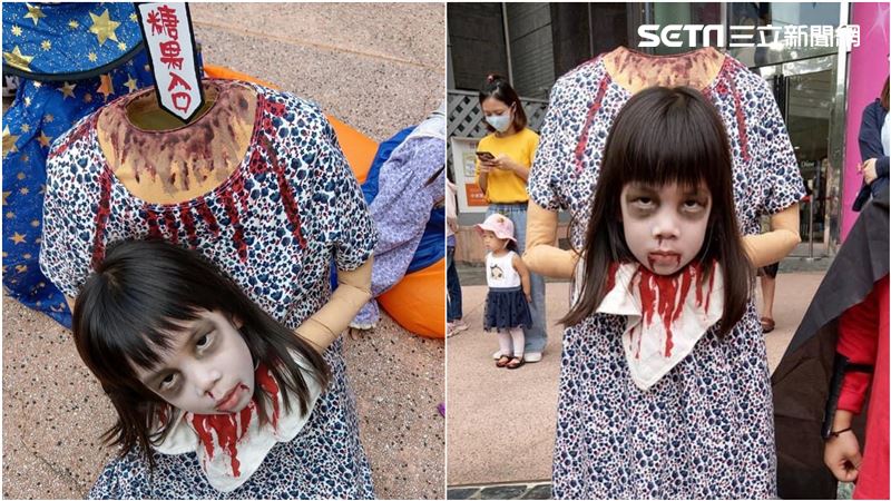 台小女童扮斷頭鬼　驚悚模樣紅到國外