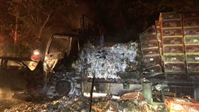 新北市,坪林,北宜公路,逆撞,載雞車,起火