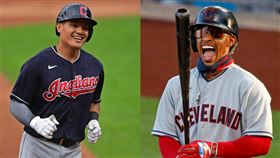 ▲印地安人隊林多（Francisco Lindor）、張育成（組合圖／美聯社／達志影像)