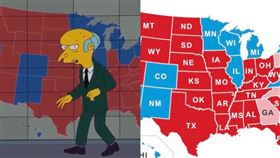  影迷發現，2020美選各州結果，辛普森家庭8年前早預測。（圖／翻攝自推特）