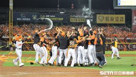 ▲統一獅拋下封王彩帶。（圖／記者劉彥池攝影）