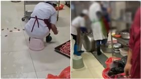 超噁餐廳「用腳洗菜」地上香腸丟回盤　大學生吃下肚（圖／翻攝自BTV北京電視台）