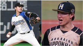 日本火腿王牌投手有原航平、野手西川遙輝都將挑戰大聯盟。（組合圖／記者王怡翔攝影、翻攝自推特）