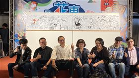 台灣漫畫原創力  敖幼祥創作40週年展（1）漫畫家敖幼祥（左3）創作40週年舉行特展，邀請各具風格的本土漫畫家共同展出作品，10日舉行記者會。中央社記者李先鳳攝　109年11月10日