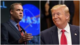 美國太空總署（NASA）署長布萊登斯坦與川普（合成圖／左：翻攝自NASA Administrator Jim Bridenstine臉書、右：美聯社／達志影像）
