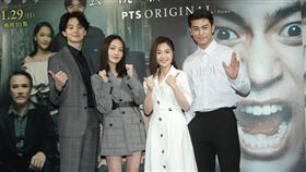 徐愷、楊小黎、張軒睿、林映唯出席公視新創電影《媽！我阿榮啦》、《訪客》記者會。（圖／公視提供）