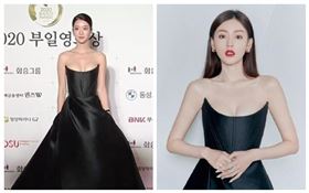 大陸女星張天愛以 ALEX PERRY黑色禮服亮相雙11晚會。（圖／翻攝自微博）