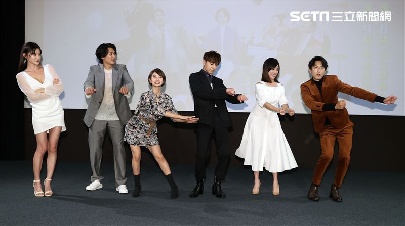 李國毅、李亦捷 邱昊奇、梁舒涵、邵翔、梁以辰出席華劇 「廢財闖天關」首映。（記者邱榮吉/攝影）