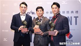 ▲統一獅外野手林安可、陳傑憲、蘇智傑拿下最佳9人外野手。（圖／記者劉彥池攝影）