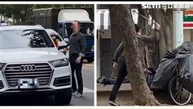 火爆男子當街持棍朝街友作勢揮打。（圖／翻攝畫面）