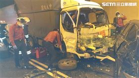 國道三號,北上,福德隧道,3車追撞 翻攝畫面