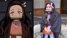 34歲日本搞笑藝人酒井藍妝扮成《鬼滅》中男主角妹妹「竈門禰豆子」／ＩＧ