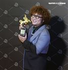 第57屆金馬獎納豆紅內褲加持搶男配！秀「女友繡字褲頭」「納豆得金馬」字樣閃爆。（記者邱榮吉、楊澍攝影）