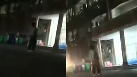 男子為了求復合，站在學校大樓前方喊叫6小時，引發學生圍觀。（圖／翻攝自微博／快看視頻）