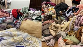 民進黨立委高嘉瑜日前曬閨房照，驚人的衣服山和泛黃的枕頭，讓人看了怵目驚心，意外掀起討論。（合成圖／翻攝自高嘉瑜臉書）