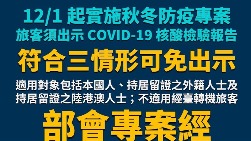 秋冬專案到228　3情形免陰性報告