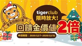 tigerclub會員回饋金延展，500點以上再享2倍送。（圖／台灣虎航提供）