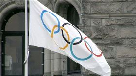 奧運旗幟。（圖／翻攝自維基百科）